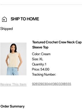 Textured crochet crew neck cap sleeve top in XL
